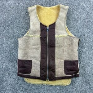 Vintage Shearling Leather Vest Mens Medium Tan Brown The Old Mill Glen Laine